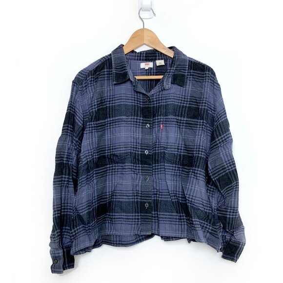 Levi's Boxy Cropped Plaid Shirt - Picture 1 of 4